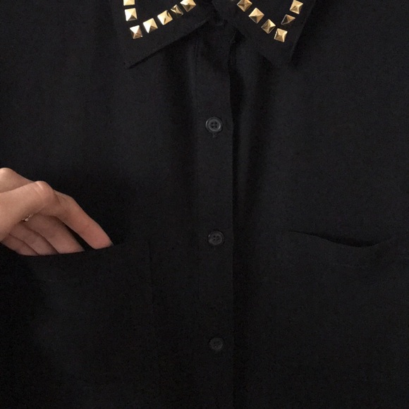 FOREVER 21 black button down shirt S - Picture 4 of 6